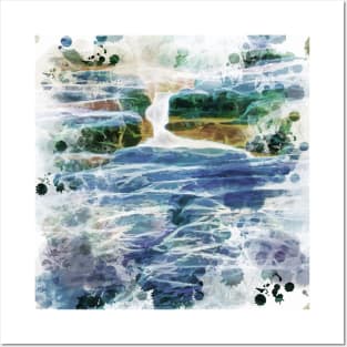Abstract waterfall and river Posters and Art